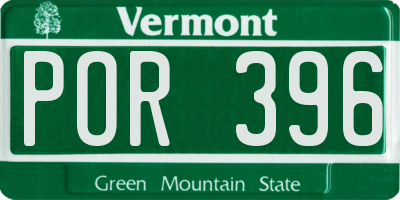 VT license plate POR396