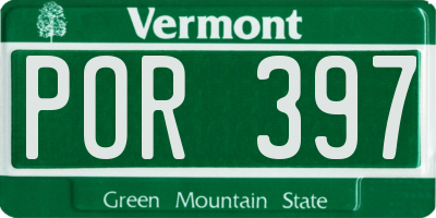 VT license plate POR397