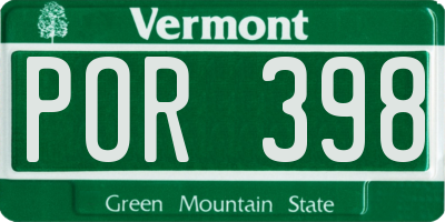 VT license plate POR398