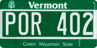 VT license plate POR402