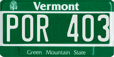 VT license plate POR403