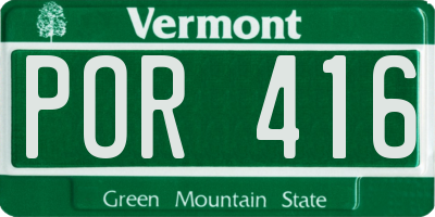 VT license plate POR416