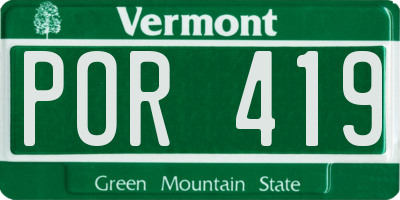 VT license plate POR419