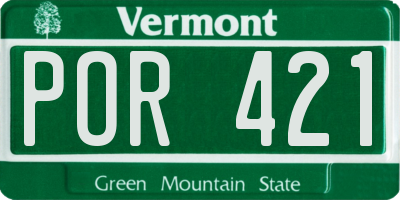 VT license plate POR421