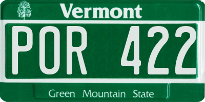 VT license plate POR422
