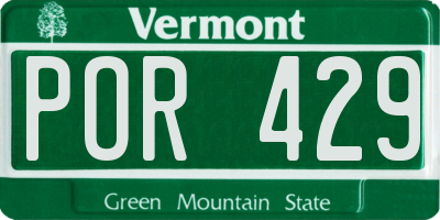 VT license plate POR429