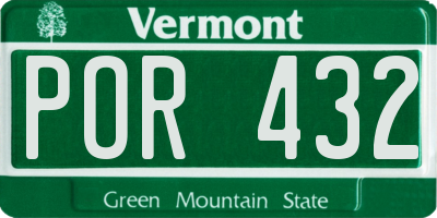 VT license plate POR432
