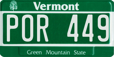 VT license plate POR449