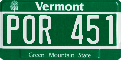 VT license plate POR451