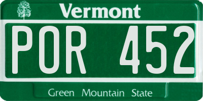 VT license plate POR452