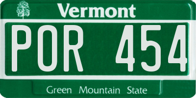VT license plate POR454