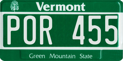 VT license plate POR455