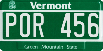 VT license plate POR456