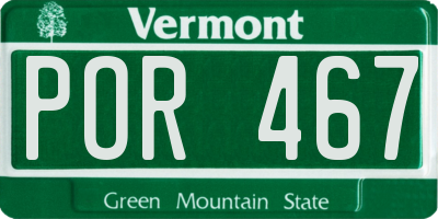 VT license plate POR467