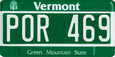 VT license plate POR469