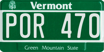 VT license plate POR470