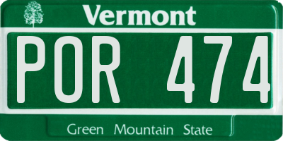 VT license plate POR474