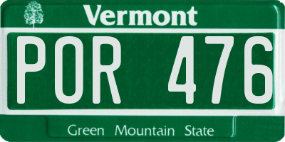 VT license plate POR476