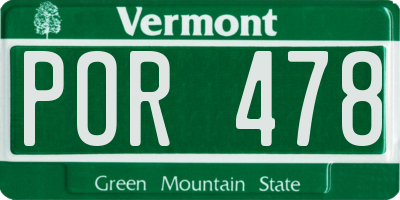 VT license plate POR478