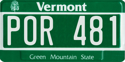 VT license plate POR481