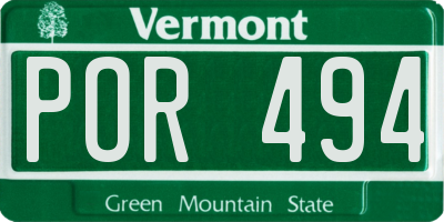 VT license plate POR494