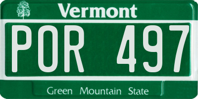 VT license plate POR497