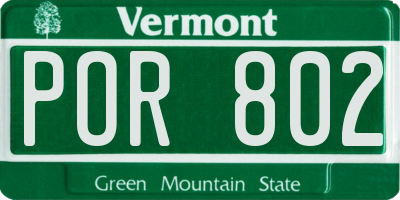VT license plate POR802