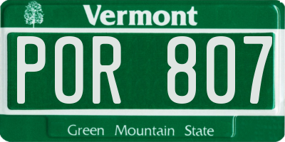 VT license plate POR807