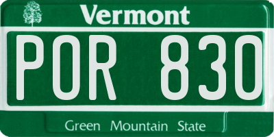 VT license plate POR830