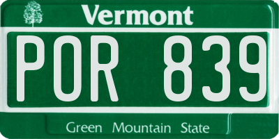 VT license plate POR839