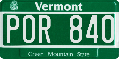 VT license plate POR840