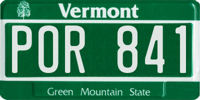 VT license plate POR841