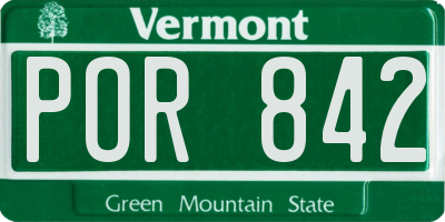 VT license plate POR842