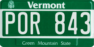 VT license plate POR843