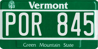 VT license plate POR845