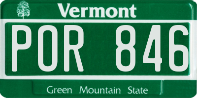 VT license plate POR846