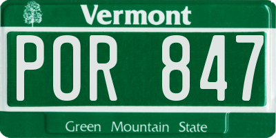 VT license plate POR847