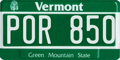 VT license plate POR850