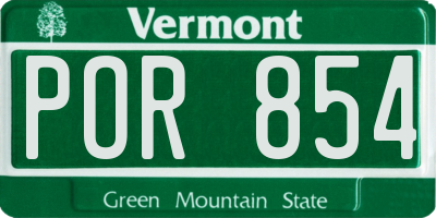 VT license plate POR854