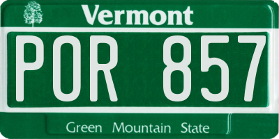 VT license plate POR857