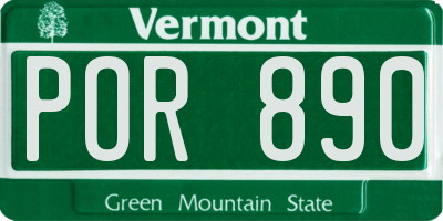VT license plate POR890