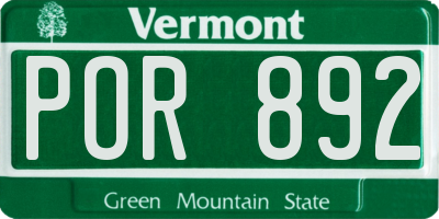 VT license plate POR892