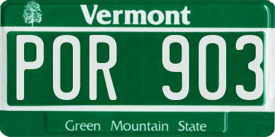 VT license plate POR903