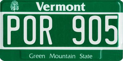 VT license plate POR905