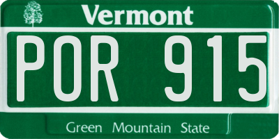 VT license plate POR915