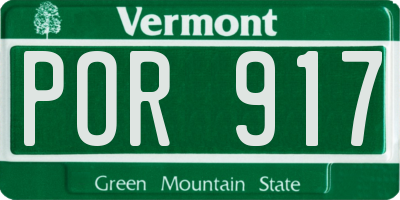 VT license plate POR917