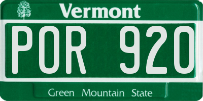 VT license plate POR920