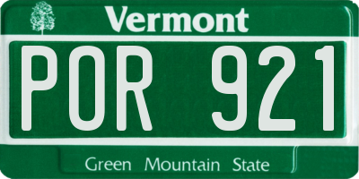 VT license plate POR921