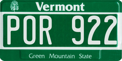VT license plate POR922