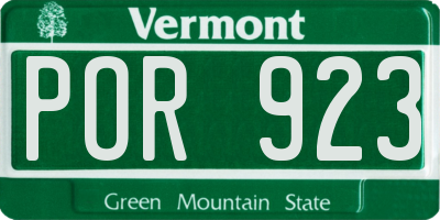VT license plate POR923